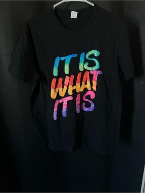 Kids "It Is What It Is" Rainbow Graphic Tee - Black